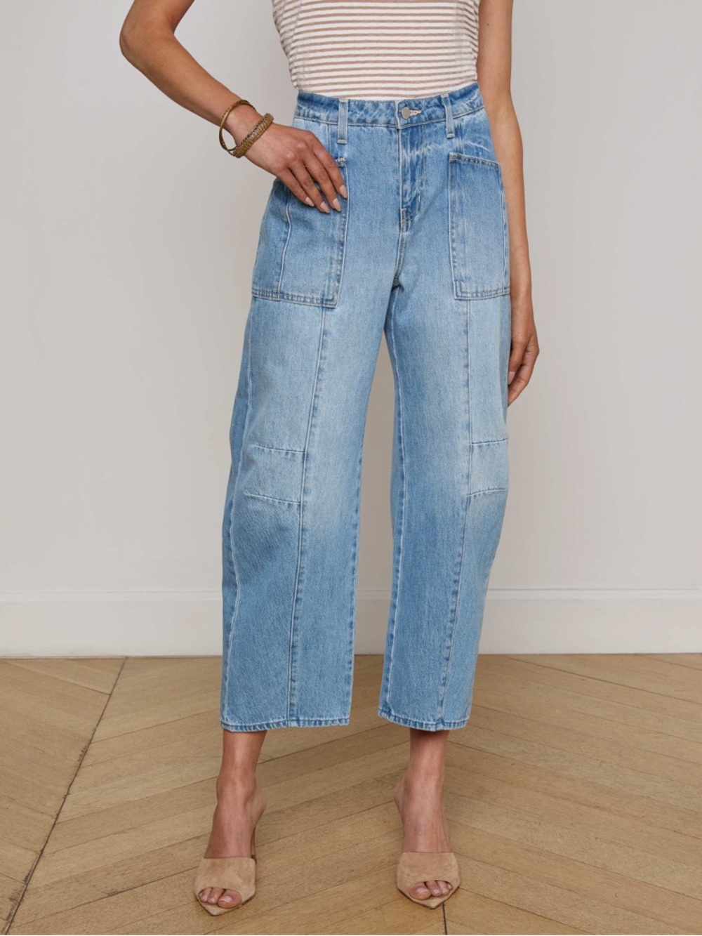 L’AGENCE Cody Cropped Barrel-Leg High Rise Rodeo Jean in Cristo Size 30 NWT